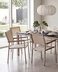 Set of 6 Garden Chairs GROSSETO Stainless Steel Beige_1106710