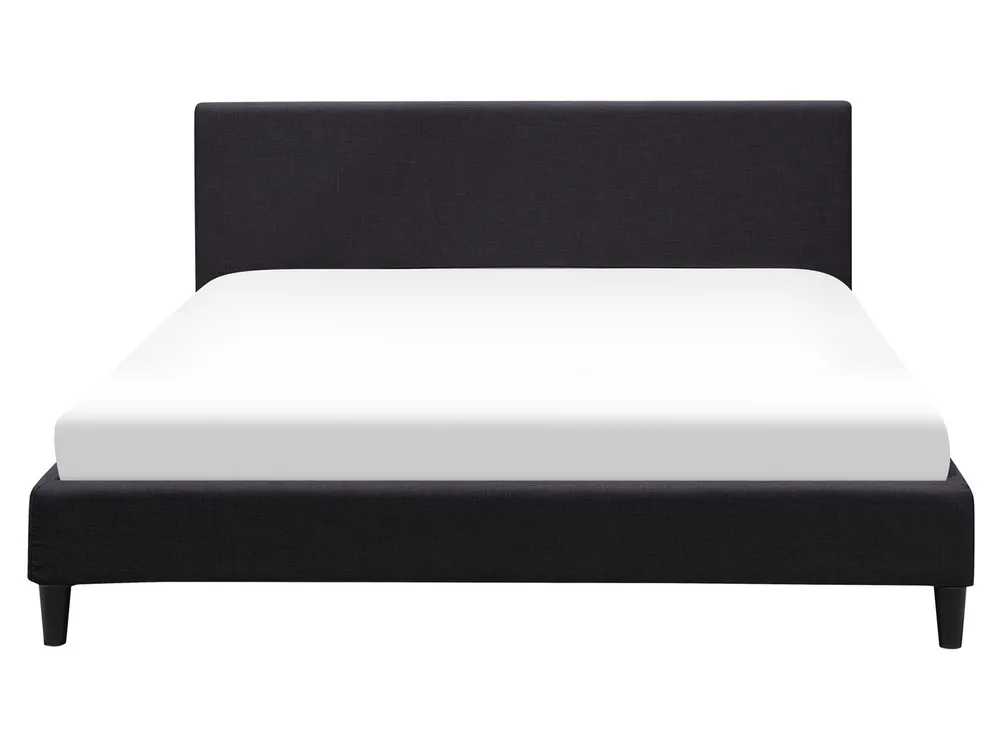 Bed with LED Fabric FITOU 160 x 200 cm (EU King Size) Black_709878