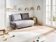 Sofa Bed 2 Seater ABISKO Faux Linen Dark Grey_1030879