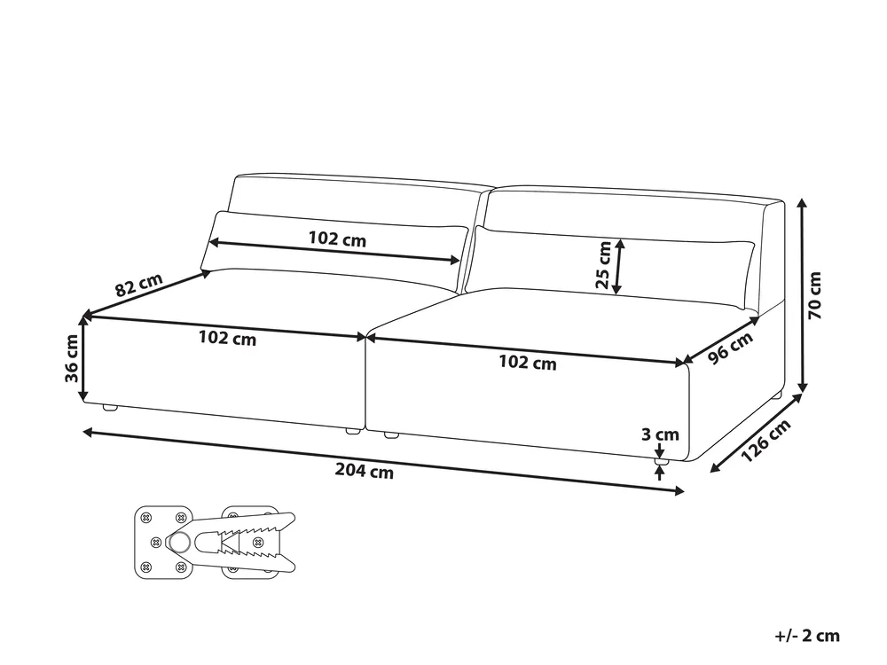 Modular Sofa 2 Seater HELLNAR Fabric Grey_912044