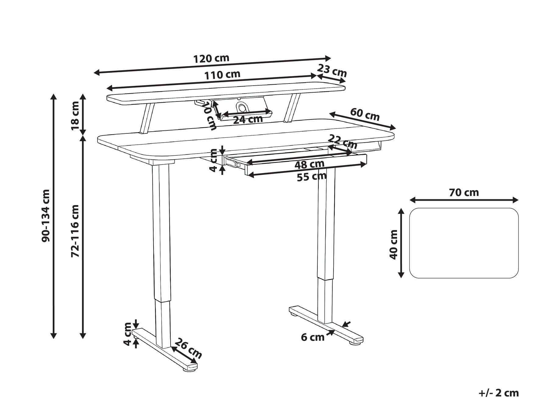 Electric Adjustable Standing Desk WILBANKS 120 cm 60 cm with USB Port White_1031136