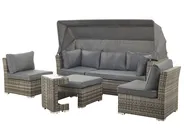 Garden Lounge Set with Table 6 Seater CORTE Modular PE Rattan Dark Brown_776465