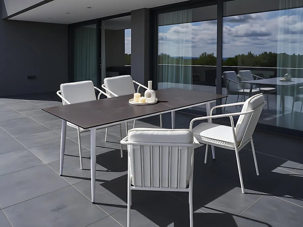 Garden Dining Table TOLENTINO 180 cm 90 cm Marble Effect Grey Marble_1175536