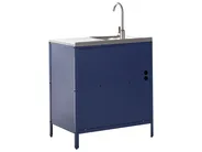 3 Piece Outdoor Kitchen Set with Sink VILAMA Blue Metal_974902