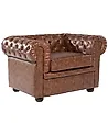 Armchair CHESTERFIELD Faux Leather Golden Brown