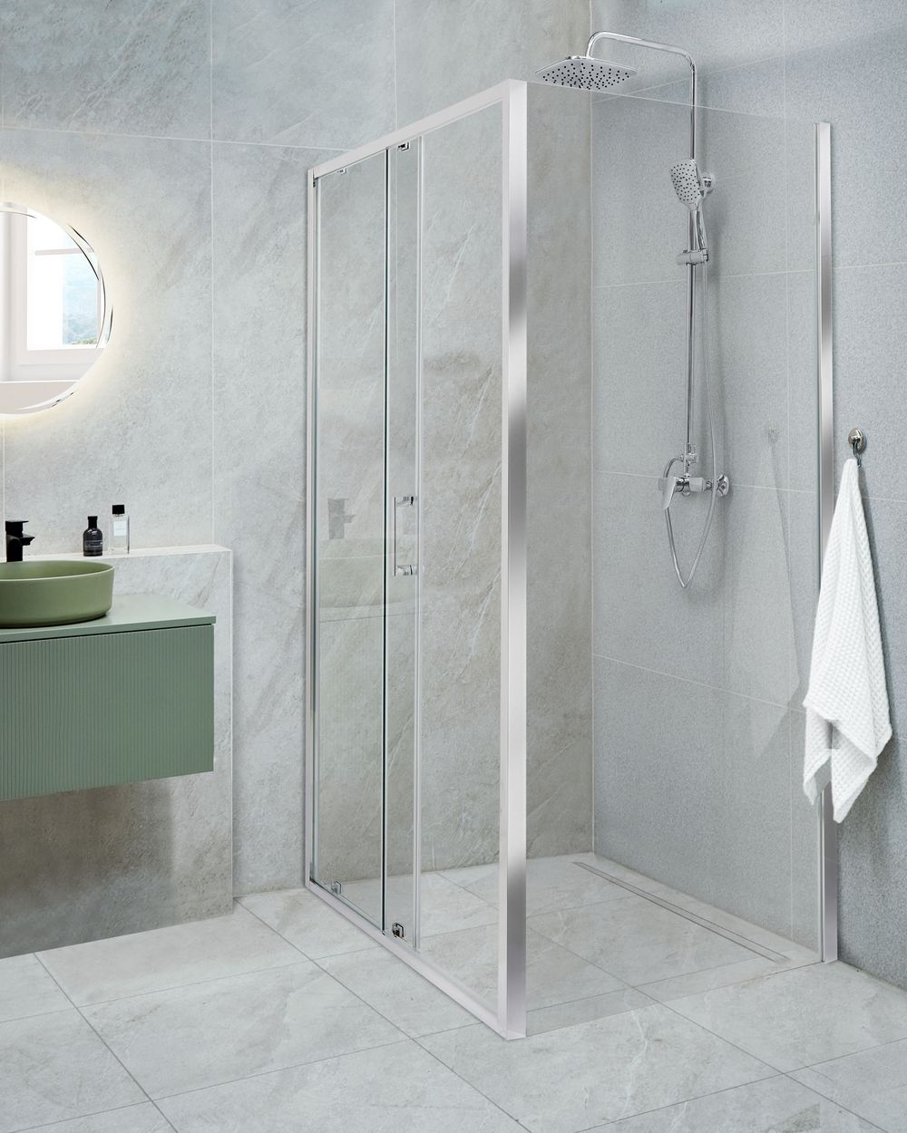 Shower Enclosure YORO 800 x 1000 x 1850 mm Silver