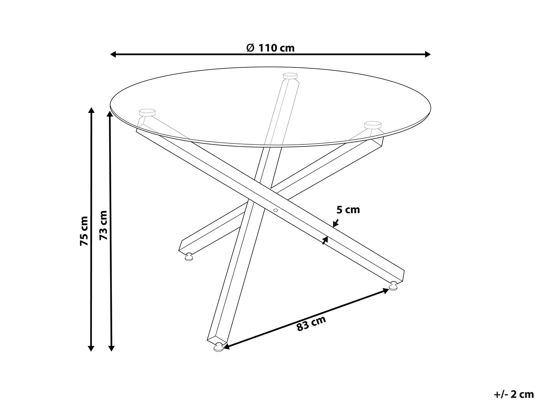 Matbord BUTLER Guld 110 cm 110 cm Härdat glas_1116478