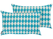 Set med 2 utomhusdynor GREVILLEA Rutigt tryck 30 x 50 cm Turkos_1135570