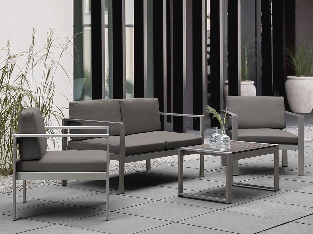 Garden Lounge Set with Table 4 Seater SALERNO Metal Dark Grey