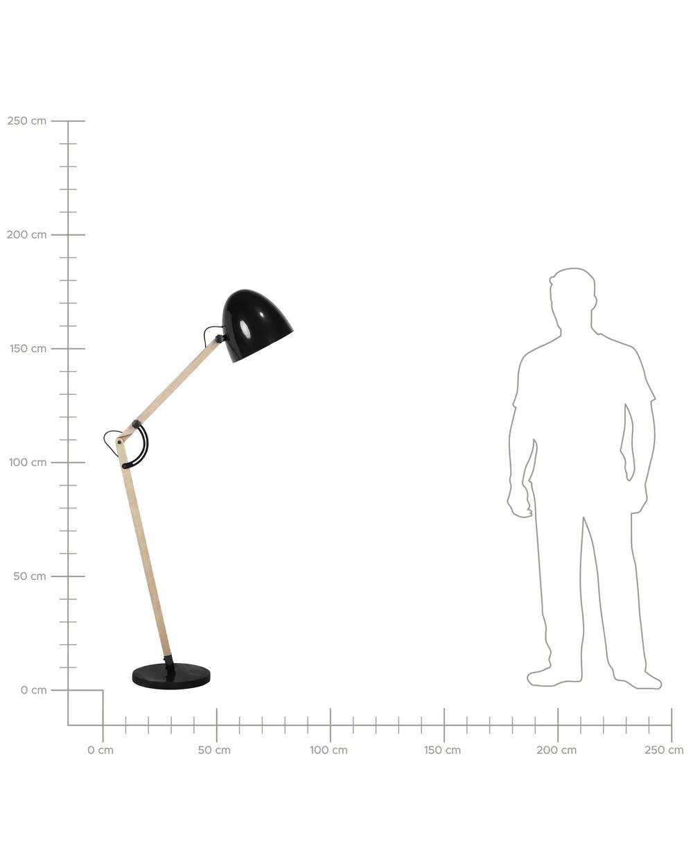 Floor Lamp HETTON Adjustable Oak Wood Black_859544