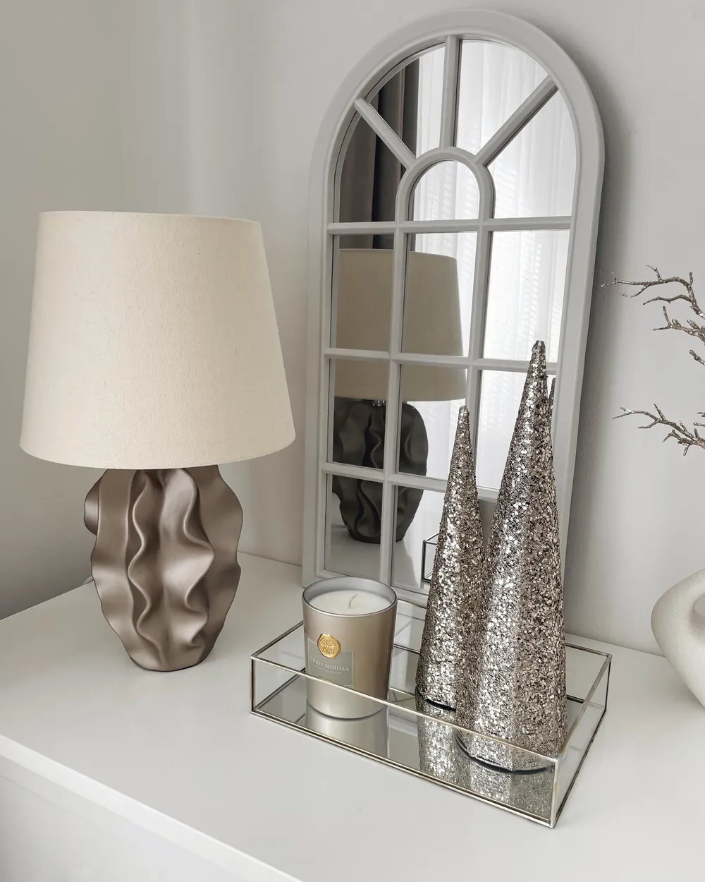 Dekorationsbricka GRENOBLE Glas Silver_814161