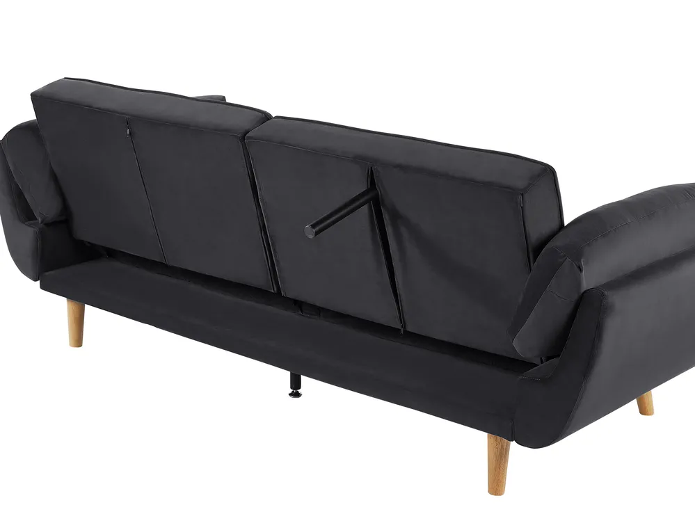 Sofa Bed 3 Seater ASBY Velvet Black_788055