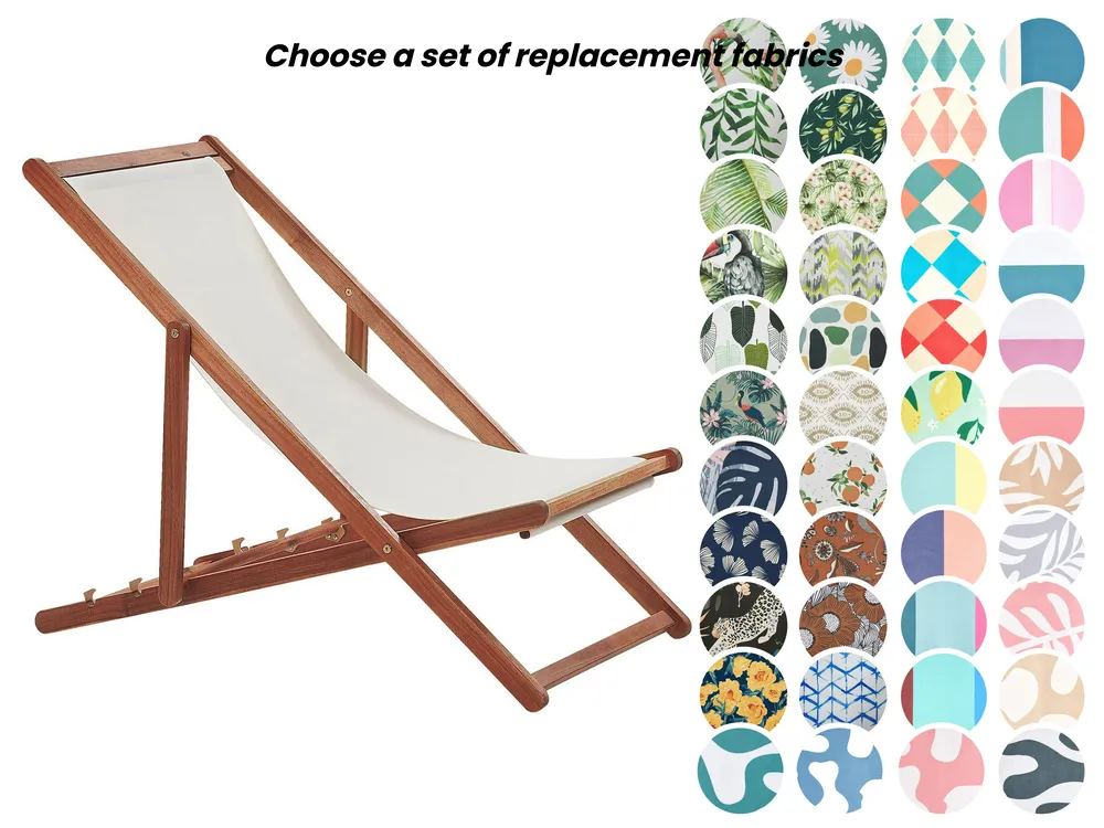 Folding Deck Chair ANZIO with Replacement Fabrics Acacia Wood Dark Brown_860124