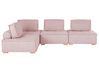 Modular Corner Sofa 4 Seater TIBRO Fabric Pink Right Hand