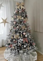 Snöklädd konstgjord julgran BASSIE 210 cm Vit_837648