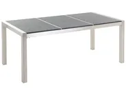 Garden Dining Set 6 Seater GROSSETO Triple Plate Basalt Flamed Black/ White_395778