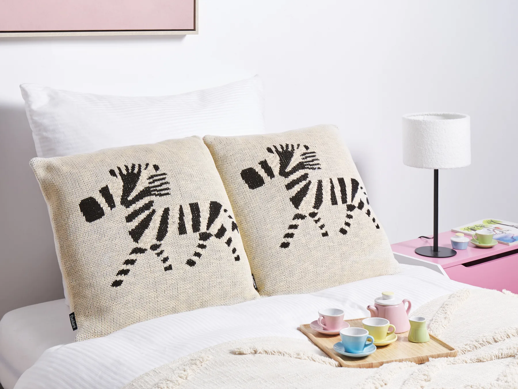 Set med 2 prydnadskuddar JABORI Bomull 45 x 45 cm Beige_905266