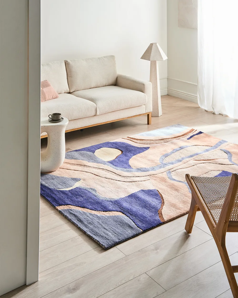 Rug ALMORA Beige/ Blue 160 x 230 cm Viscose