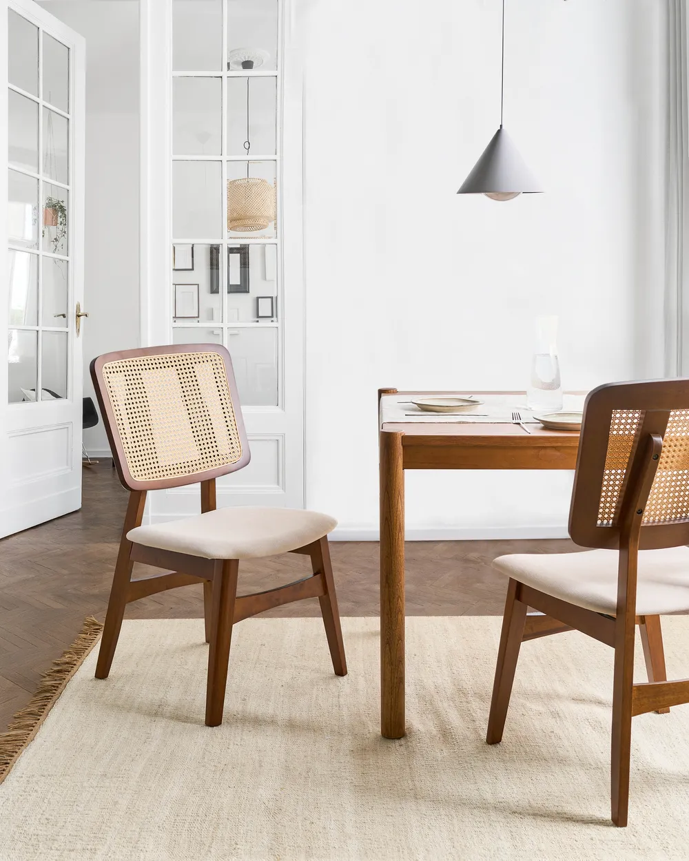 Set of 2 Dining Chairs ALCOVA Wood Brown