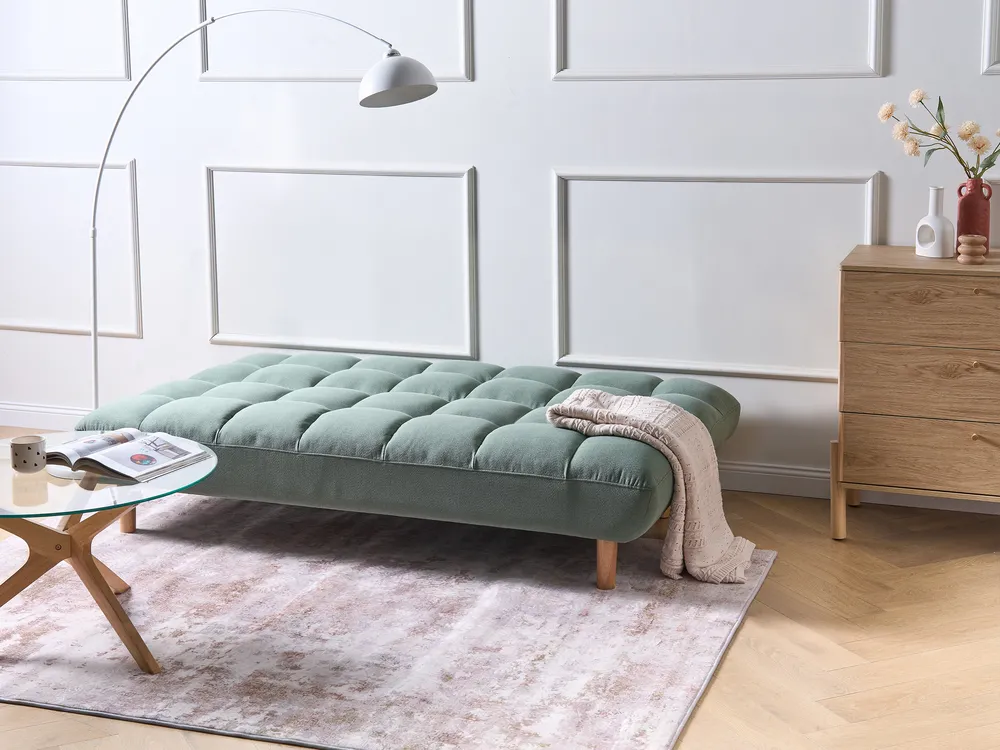 Sofa Bed 2 Seater RISOR Fabric Light Green_1053583