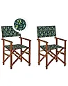 Set of 2 Garden Chairs CINE Acacia Wood Dark Green