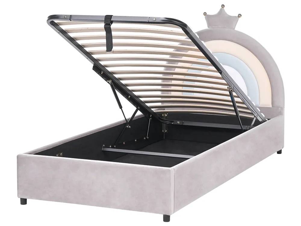 Kids Ottoman Bed GRISETOT Velvet Grey 90 x 200 cm (EU Single)_1053861