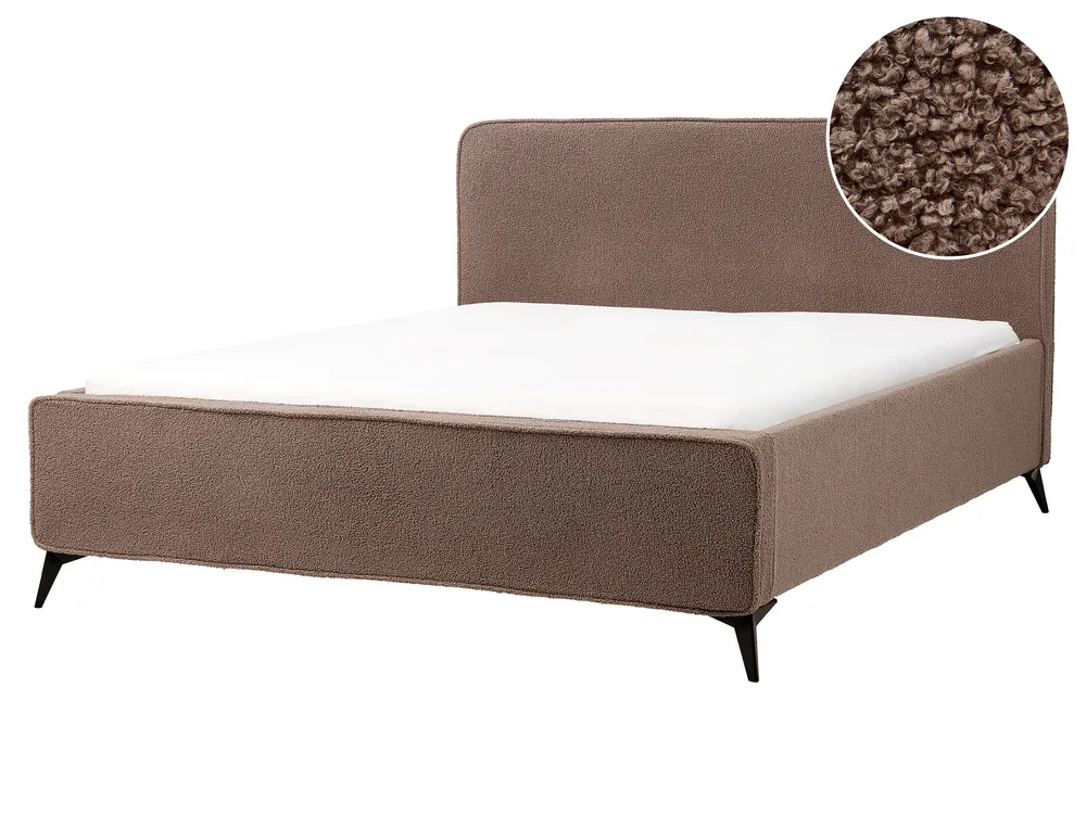 Bed Boucle VALOGNES 160 x 200 cm (EU King Size) Brown