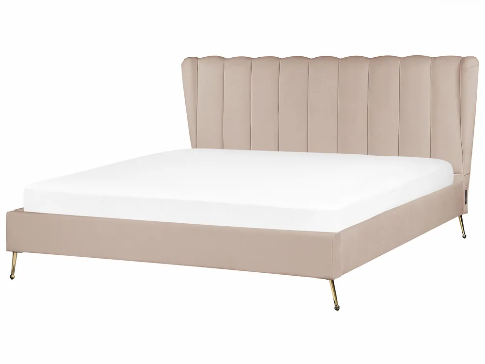 Velvet Bed with USB Port Taupe MIRIBEL Various Sizes