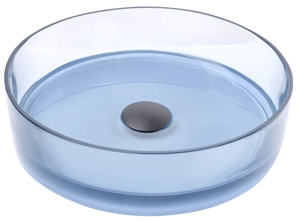 Countertop Basin TOLOSA ⌀ 360 mm Solid Surface Light Blue
