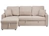 Corner Sofa Bed 3 Seater NASSJO Faux Linen Light Brown Right Hand