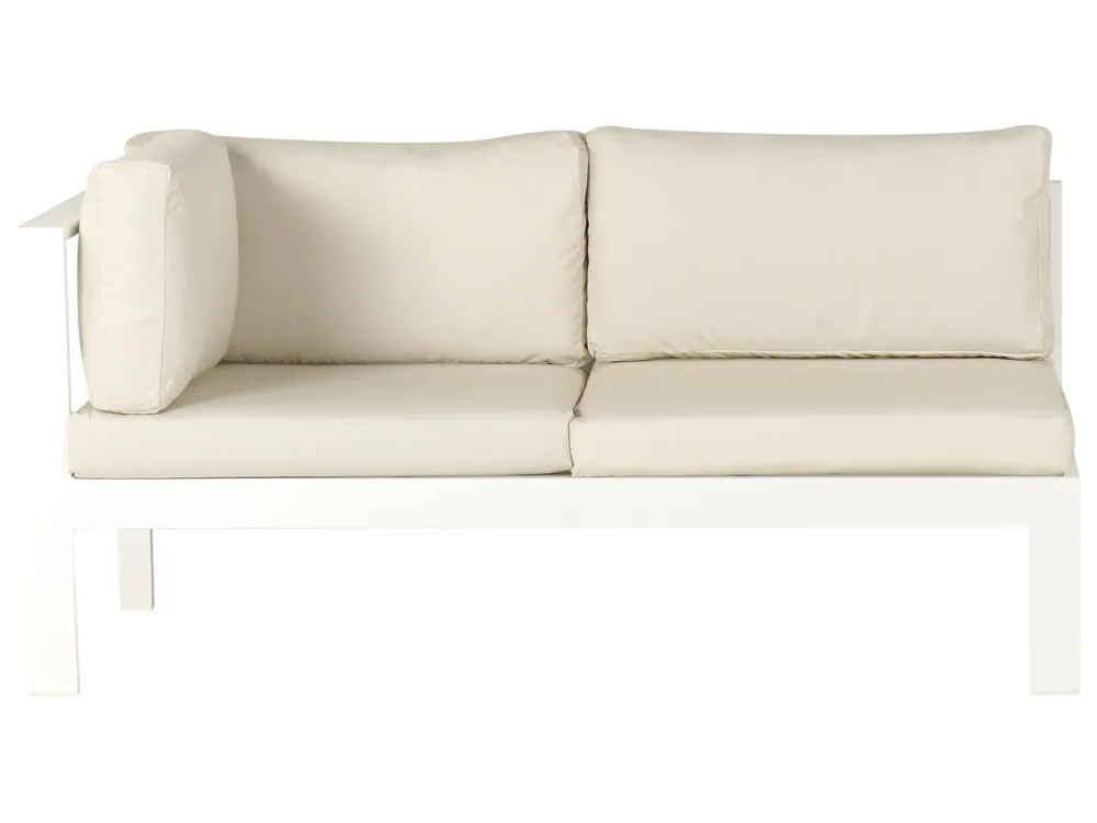 Garden Corner Sofa with Table 5 Seater MESSINA Metal Beige Left Hand_863193