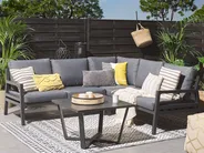 Garden Corner Sofa with Table 5 Seater VIZZINI Metal Grey_798483