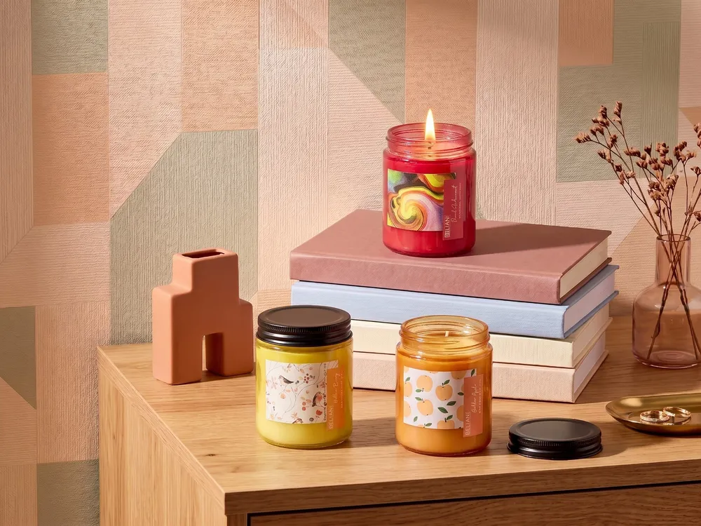 Tuoksukynttiläsetti 3 kpl FRUITY BLOOM Soijavaha Hedelmätuoksut