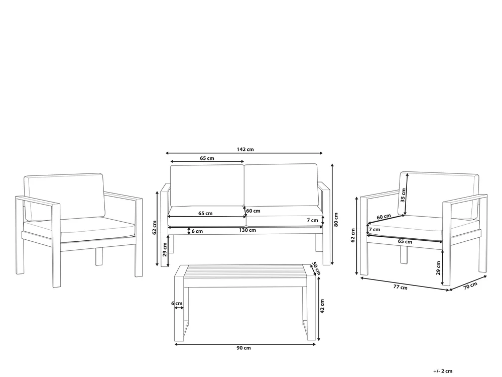 Garden Lounge Set with Table 4 Seater SALERNO Metal Dark Grey_800361