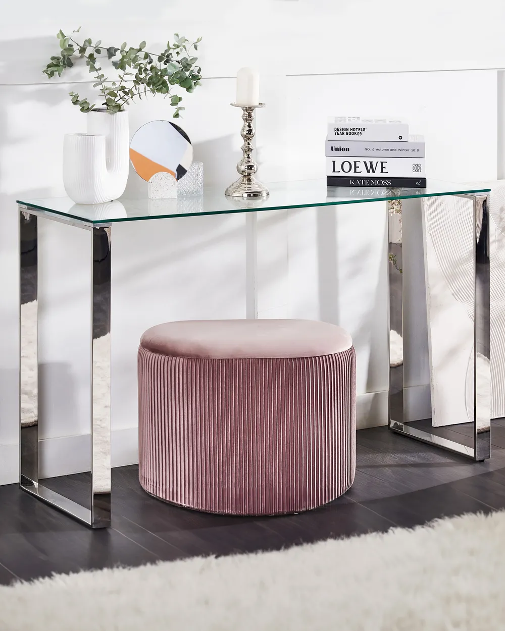 Console Table TILON Tempered Glass Silver