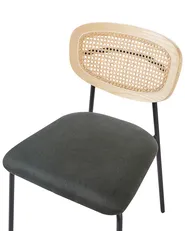 Set of 2 Dining Chairs MAYETTA Rattan Dark Green_931868