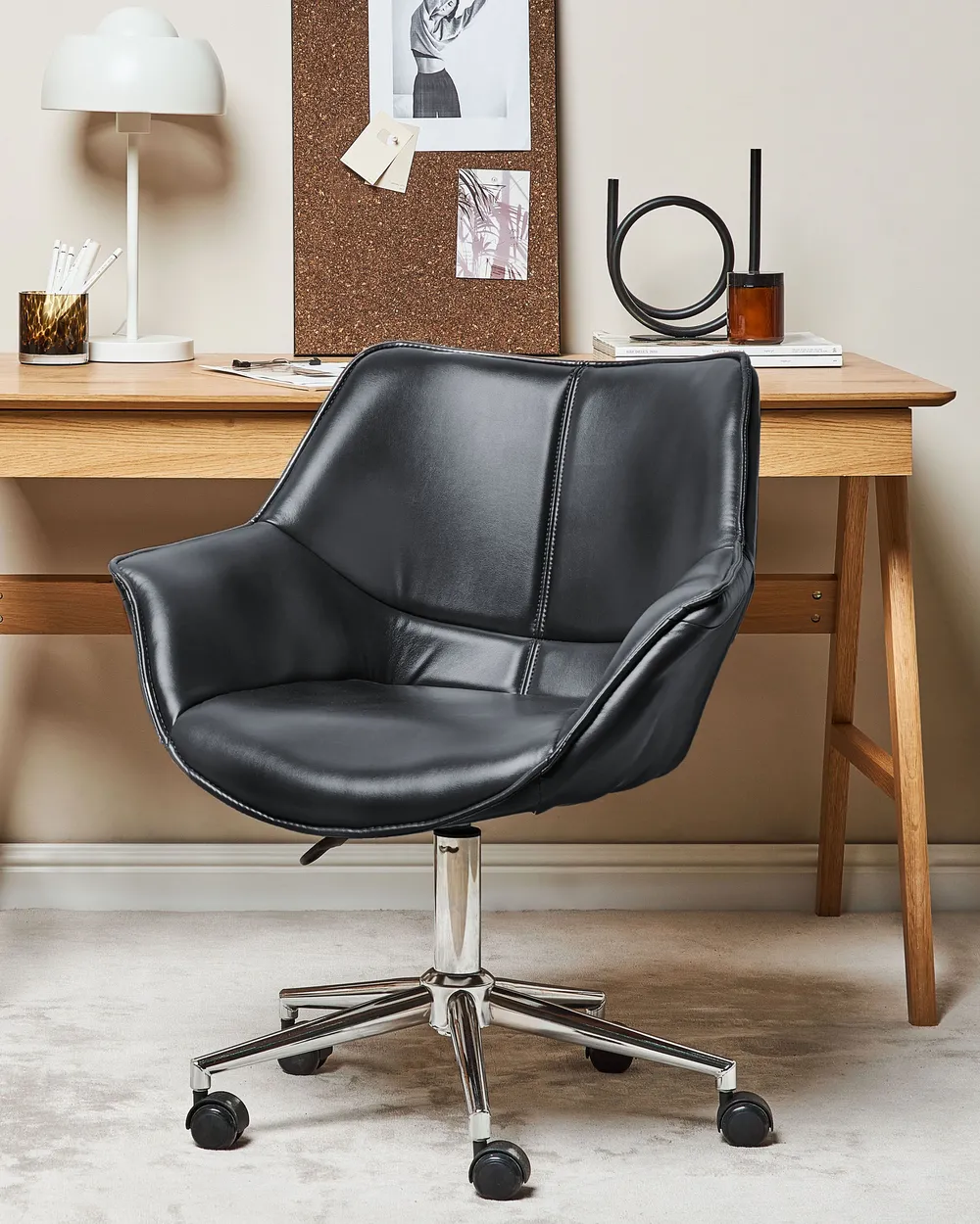 Desk Chair NEWDALE Faux Leather Black