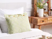Throw Cushion TALYA 40 x 60 cm Olive Green Checked_1079183
