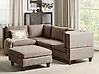 Modular Corner Sofa 4 Seater UNSTAD with Ottoman Fabric Brown Right Hand