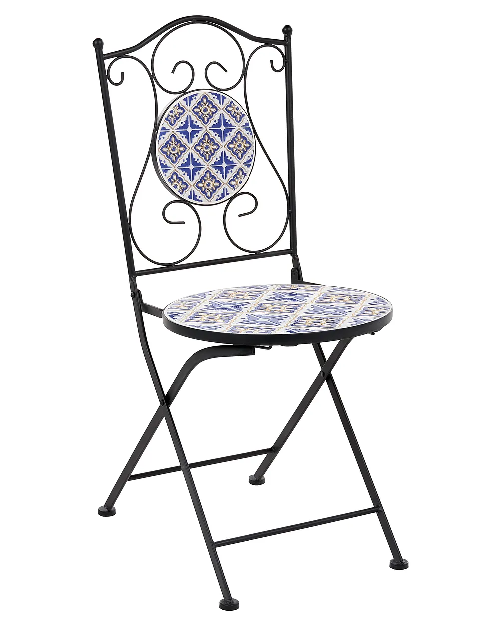Set of 2 Garden Chairs SIPONTO Folding Metal White/ Blue_1155767