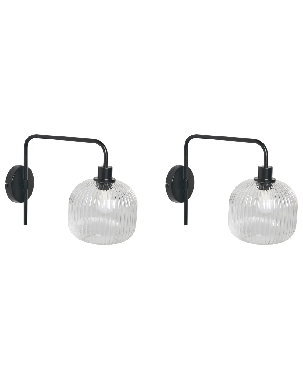 Set of 2 Wall Lamps COMAPALA Metal Black