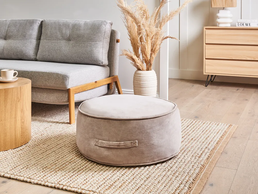 Pouffe YULLE Velvet Light Brown