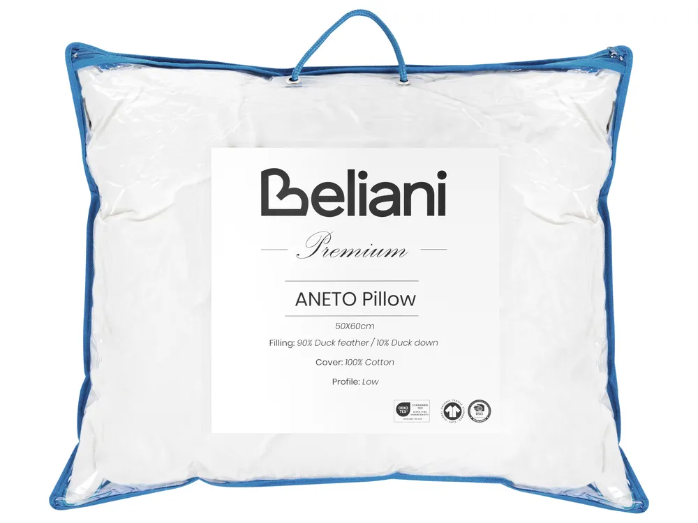 Bed Pillow ANETO Low 50 x 60 cm Duck Feathers and Down White_1022995