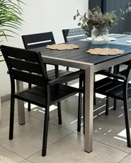 Garden Dining Table VERNIO 180 cm 90 cm Metal Black/ Silver_983004
