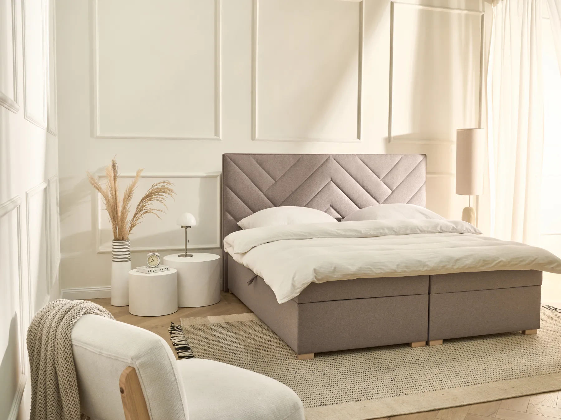 Kontinentalsäng med förvaring ESQUIRE Taupe 180 x 200 cm_1016266