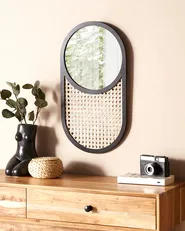 Wall Mirror BALEAL 30 cm 56 cm Rattan Natural_894184