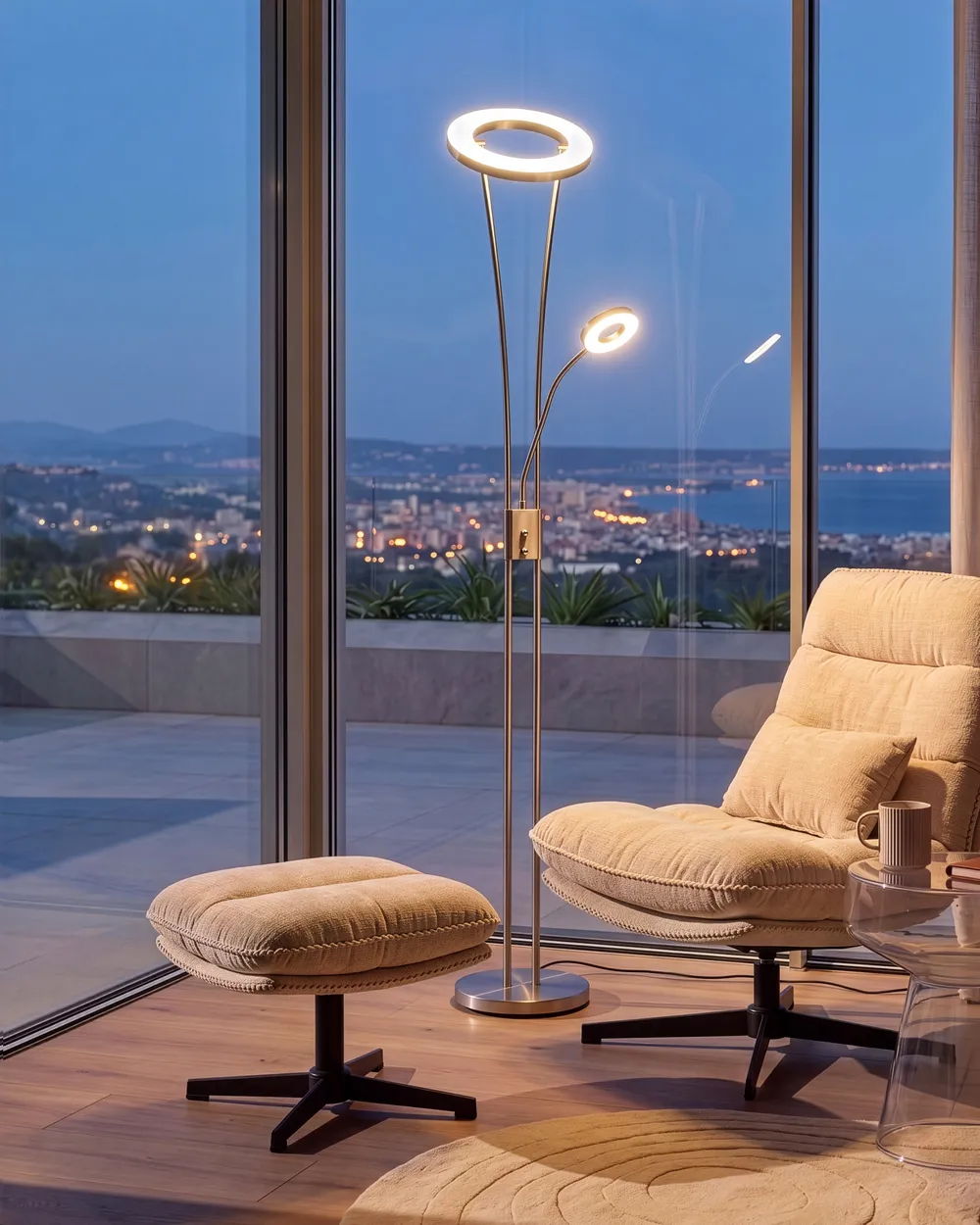 LED Floor Lamp KENNET  with Dimmer Metal Grey