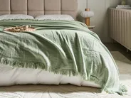 Bedspread YERBENT Cotton 200 x 220 cm Green_1041068