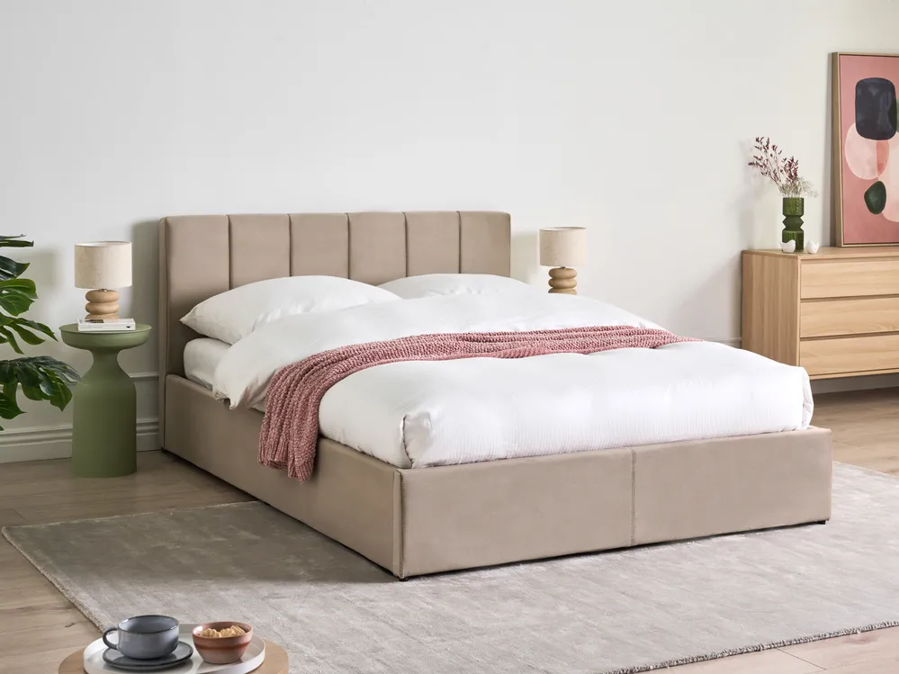 Ottoman Bed DREUX Velvet Taupe 140 x 200 cm (EU Double)