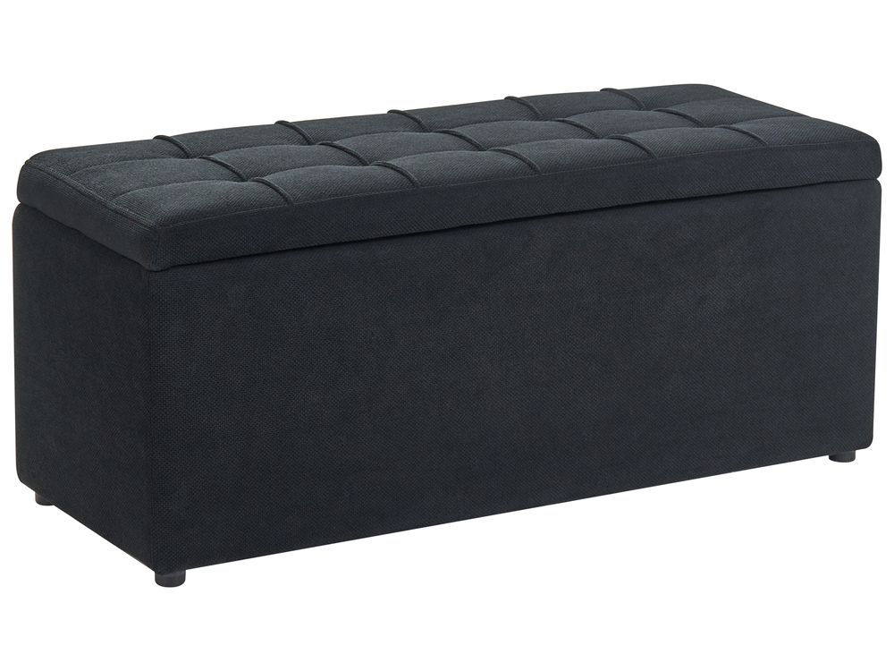 Storage Ottoman OREM Fabric 100 cm Black